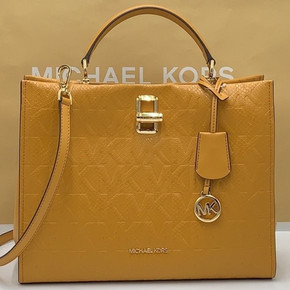 Michael Kors Penelope Large Top Handle Satchel Marigold Color - Picture 3 of 16